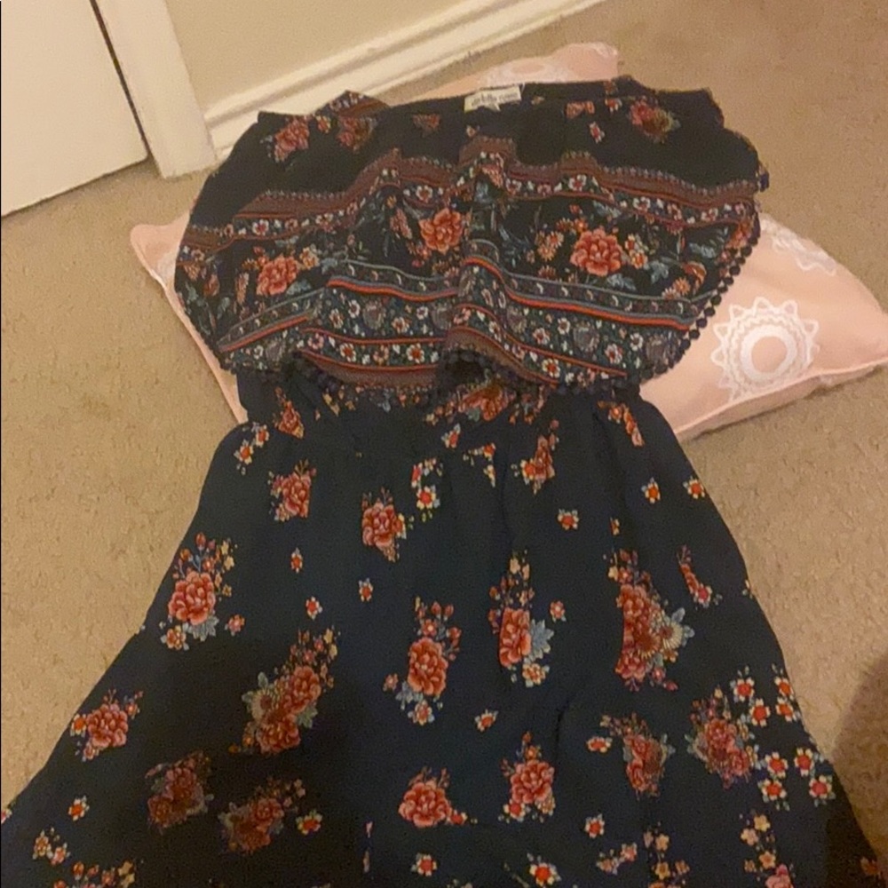 navy floral romper